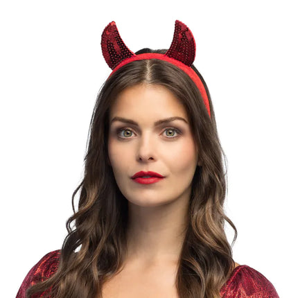 Diadema Roja Diablo Lentejuelas