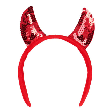 Diadema Roja Diablo Lentejuelas