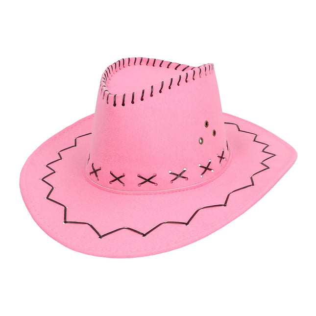 Sombrero de Vaquera Bordado Rosa