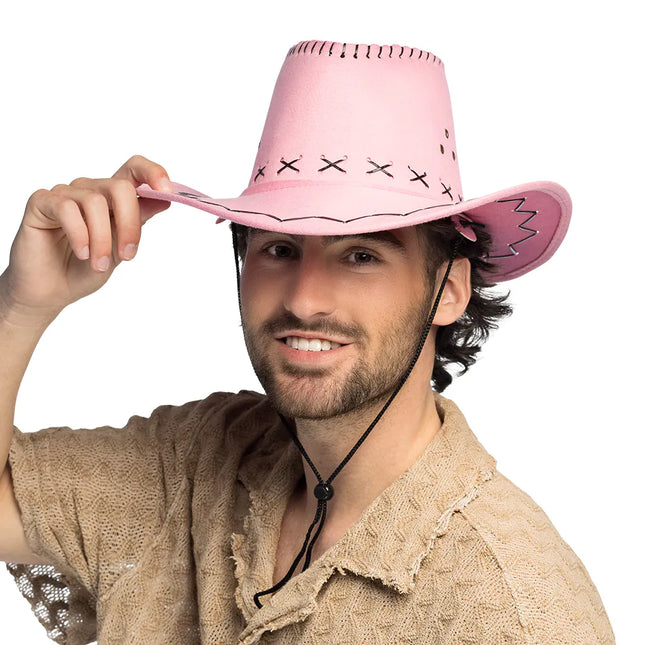 Sombrero de Vaquera Bordado Rosa