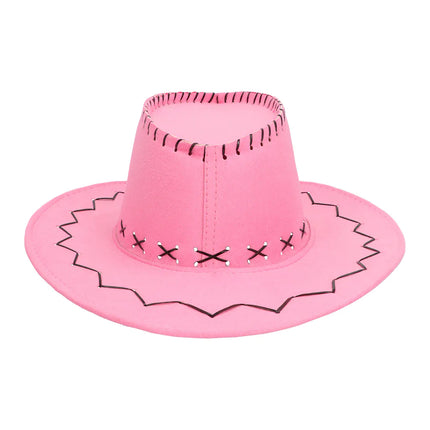 Sombrero de Vaquera Bordado Rosa