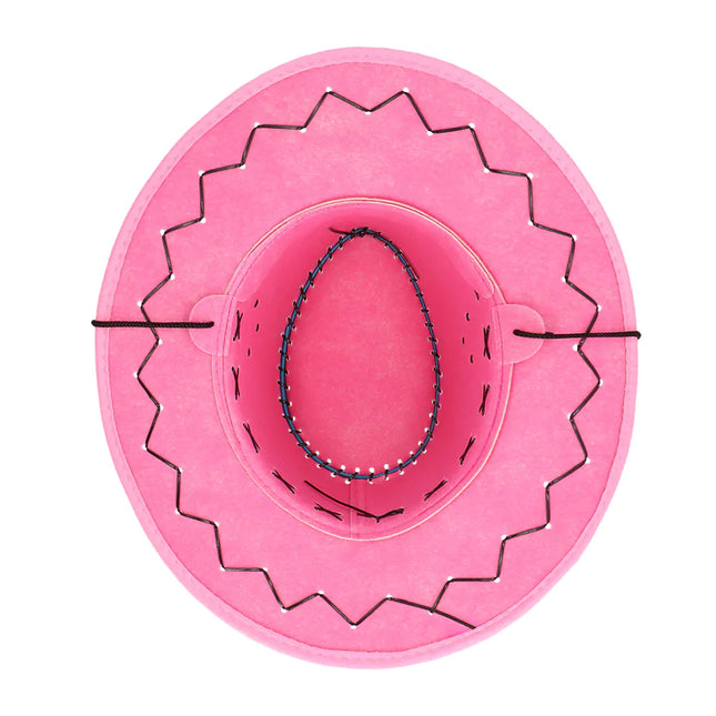 Sombrero de Vaquera Bordado Rosa