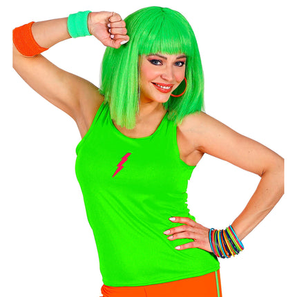 Camiseta sin mangas de neón verde con un rayo