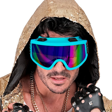 Gafas Esquí 80s Azul Arco Iris Estampado Leopardo