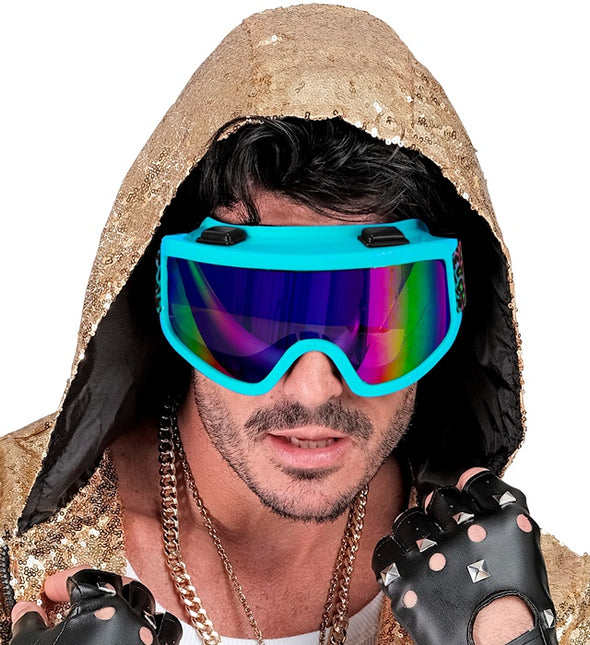 Gafas Esquí 80s Azul Arco Iris Estampado Leopardo