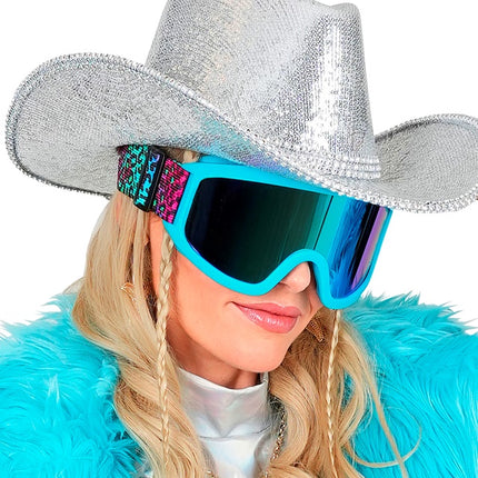 Gafas Esquí 80s Azul Arco Iris Estampado Leopardo