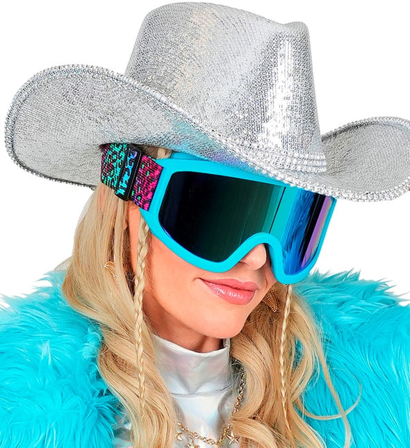 Gafas Esquí 80s Azul Arco Iris Estampado Leopardo