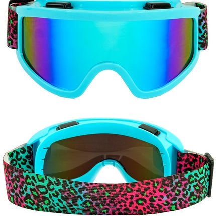 Gafas Esquí 80s Azul Arco Iris Estampado Leopardo