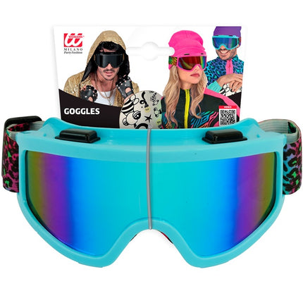 Gafas Esquí 80s Azul Arco Iris Estampado Leopardo