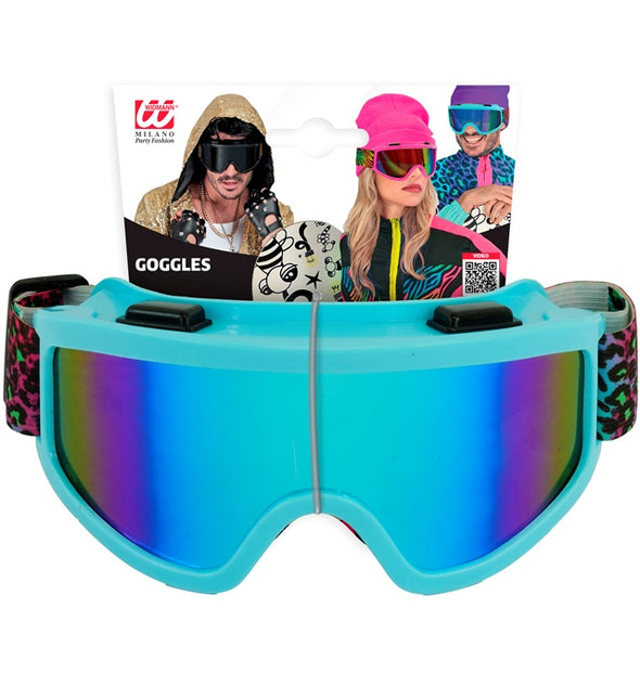 Gafas Esquí 80s Azul Arco Iris Estampado Leopardo