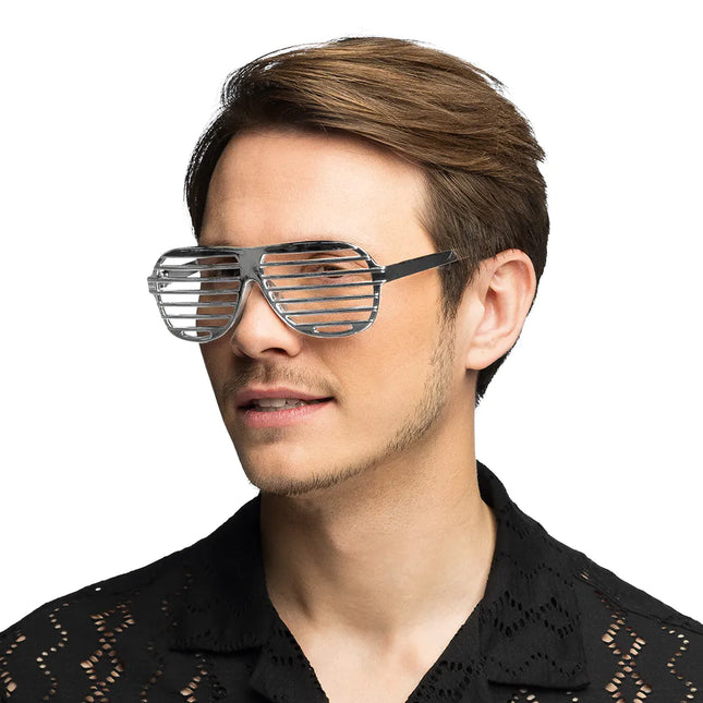 Gafas plateadas a rayas