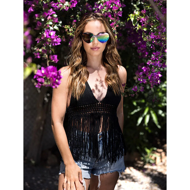 Fiesta brile Festival corazones espejo negro