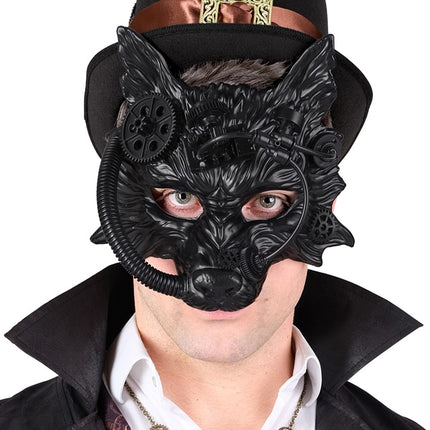 MÁSCARA DE LOBO STEAMPUNK NEGRA