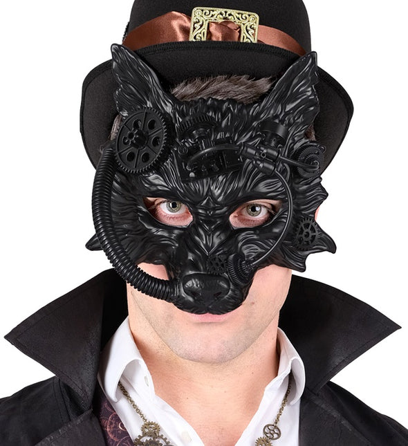 MÁSCARA DE LOBO STEAMPUNK NEGRA