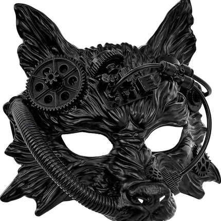 MÁSCARA DE LOBO STEAMPUNK NEGRA