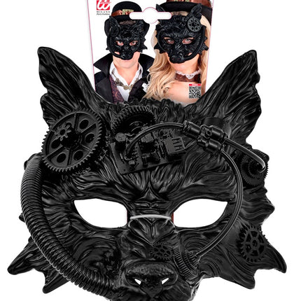 MÁSCARA DE LOBO STEAMPUNK NEGRA