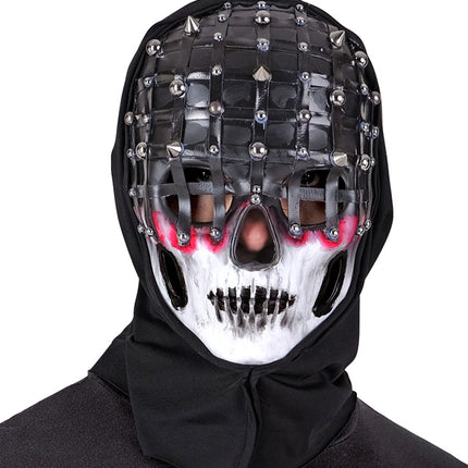 Máscara Halloween Negra Blanca Esqueleto Malla