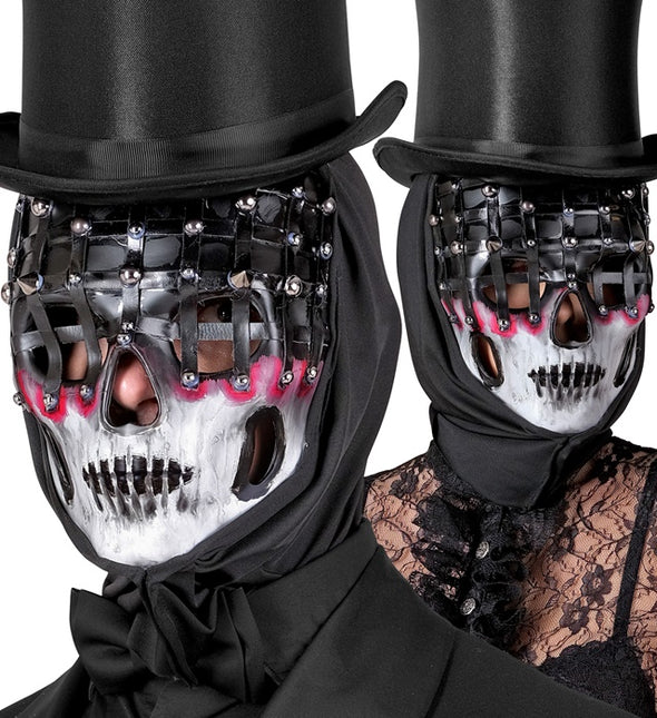 Máscara Halloween Negra Blanca Esqueleto Malla