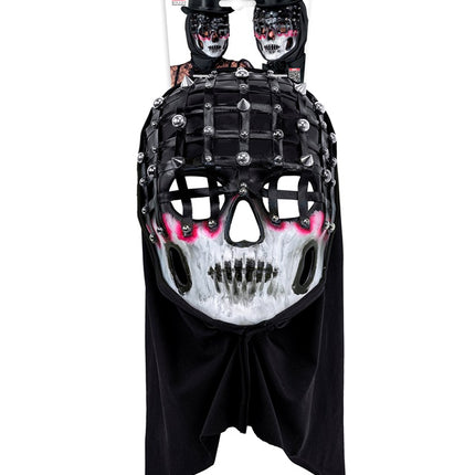 Máscara Halloween Negra Blanca Esqueleto Malla