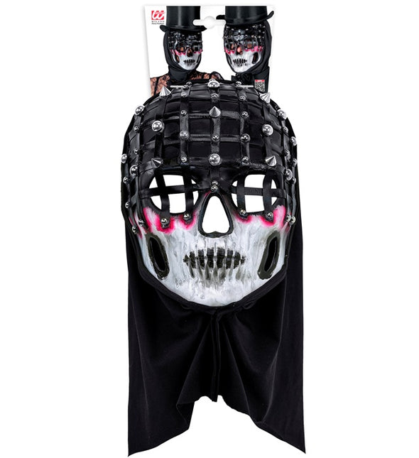 Máscara Halloween Negra Blanca Esqueleto Malla