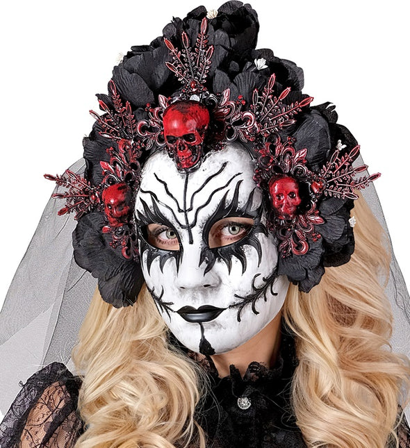 Dia De Los Muertos Mascara Velo Blanco Negro