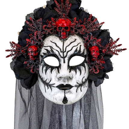 Dia De Los Muertos Mascara Velo Blanco Negro