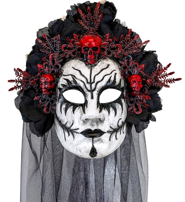 Dia De Los Muertos Mascara Velo Blanco Negro