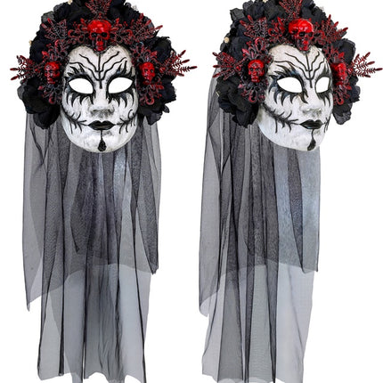 Dia De Los Muertos Mascara Velo Blanco Negro
