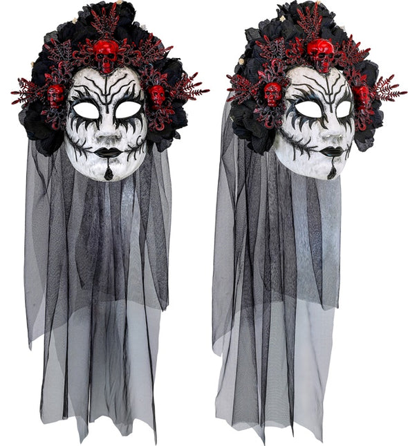Dia De Los Muertos Mascara Velo Blanco Negro