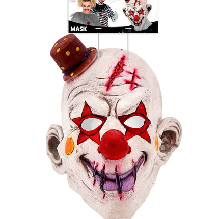 MÁSCARA COMPLETA PAYASO ASESINO CON SOMBRERO