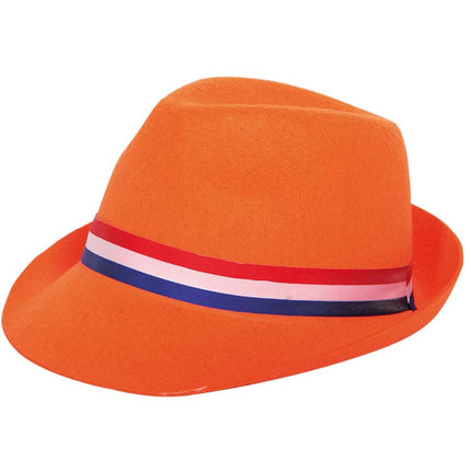 Sombrero Trilby naranja con banda roja-blanca-azul