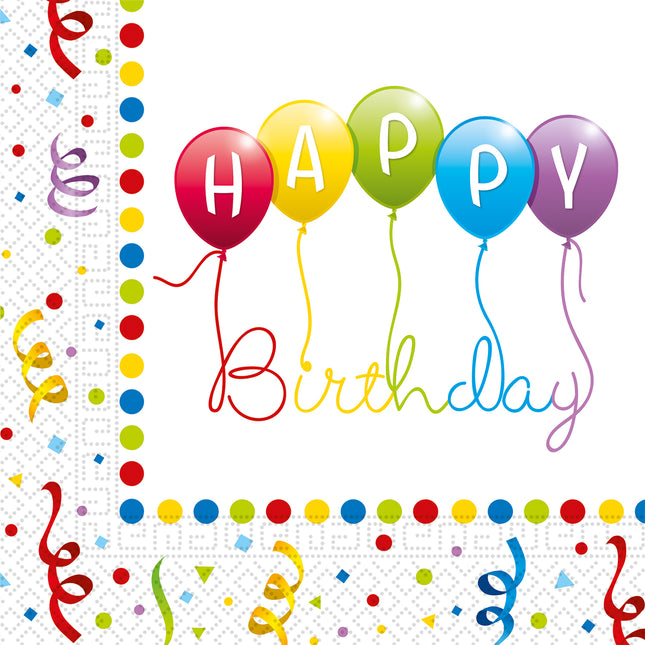 Servilletas Feliz Cumpleaños Color 33cm 20uds