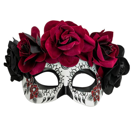 Máscara ocular Día de los Muertos - Rosas negras y rojas