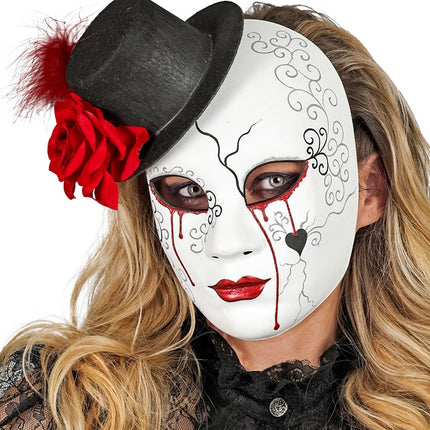 TEATRO DE MASCARAS MUJER SANGRANDO CON SOMBRERO