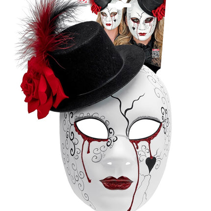 TEATRO DE MASCARAS MUJER SANGRANDO CON SOMBRERO