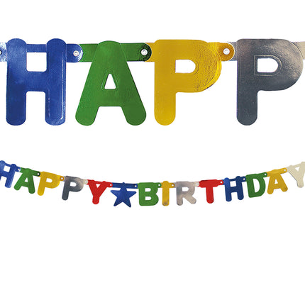 Banderola Troquelada de Papel Party Essentials "Feliz Cumpleaños" Metálico 1St