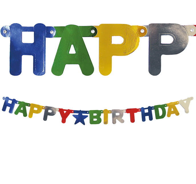 Banderola Troquelada de Papel Party Essentials "Feliz Cumpleaños" Metálico 1St