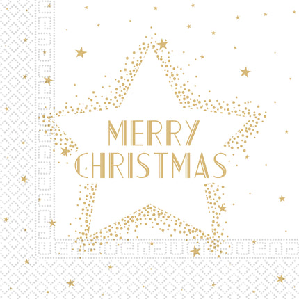 Servilletas de Navidad Oro Blanco Feliz Navidad 33cm 20pcs