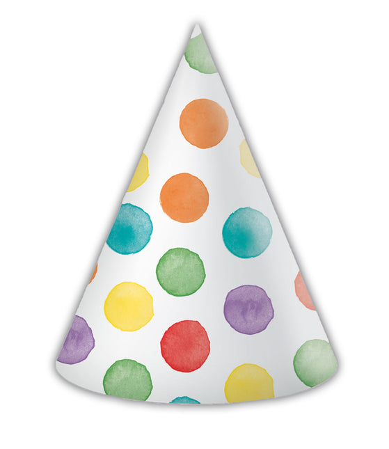 Sombreros de papel Fsc de lunares multicolores 6St
