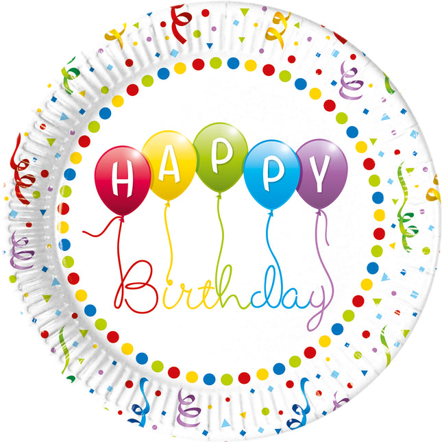 Happy Birthday Streamers Fsc Platos de Papel Next Generation Grandes 23Cm 8St