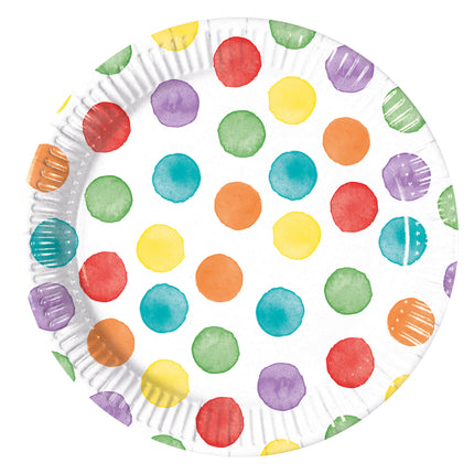 Multicolouredwater Dots Fsc Platos de Papel Next Generation Medium 20Cm 8St