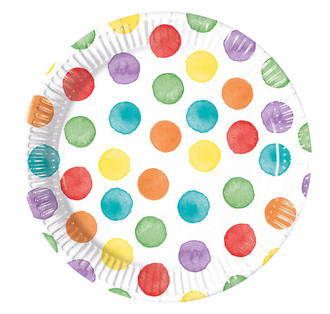 Multicolouredwater Dots Fsc Platos de Papel Next Generation Medium 20Cm 8St