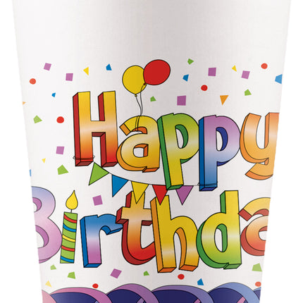 Vasos Feliz Cumpleaños de Colores 200ml 8uds