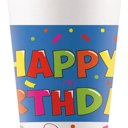 Taza Feliz Cumpleaños Coloreada 200ml 8uds