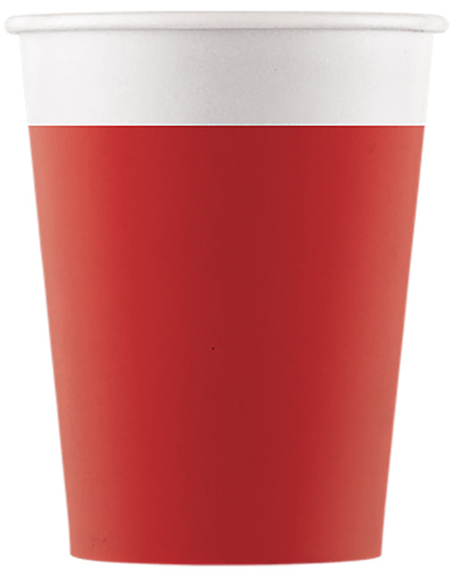 Vasos de Papel Fsc Color Rojo Sólido 200Ml (Wm) 8St