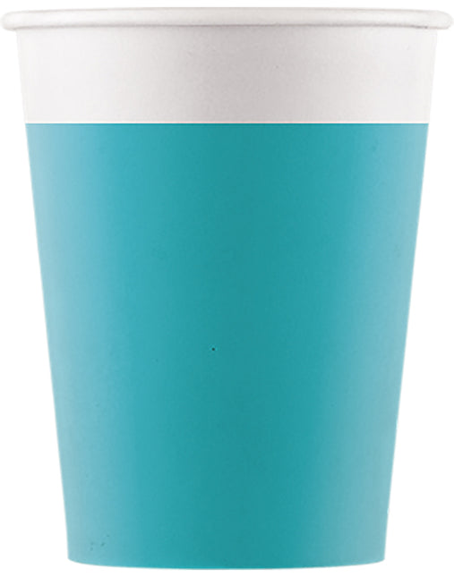 Vasos De Papel Fsc Color Sólido Turquesa 200Ml (Wm) 8St