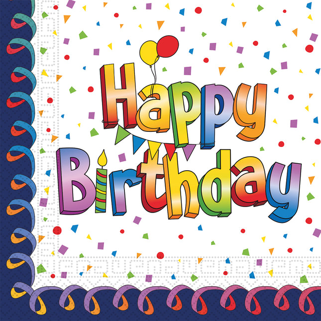 Servilletas de Papel Multicolor Feliz Cumpleaños Fsc Dos Capas 33X33Cm 20St
