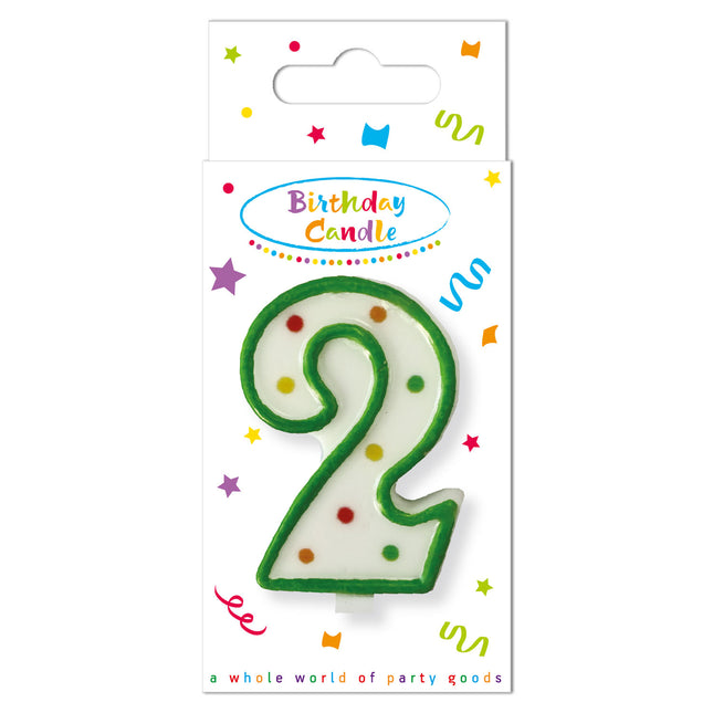 Velas de Cumpleaños Vela Numeral de Puntos nº 2 En Caja de Papel Fsc 1St