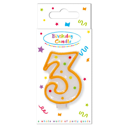 Velas de Cumpleaños Vela Numeral de Puntos nº 3 En Caja de Papel Fsc 1St