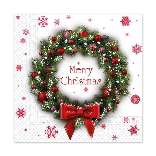 Servilletas de Papel de 3 Capas Servilletas de Papel de 3 Capas 33X33Cm Guirnalda Feliz Navidad 20St